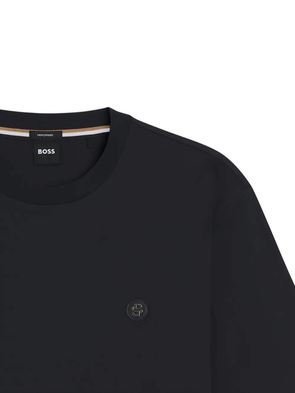 BOSS Katoenen T-shirt met BB-plakkaat - Zwart