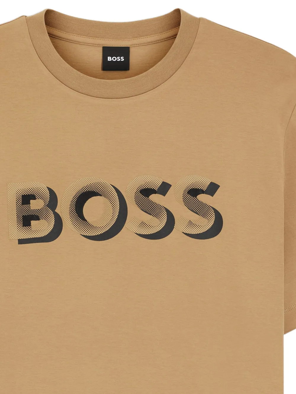 BOSS Katoenen T-shirt met logoprint Beige
