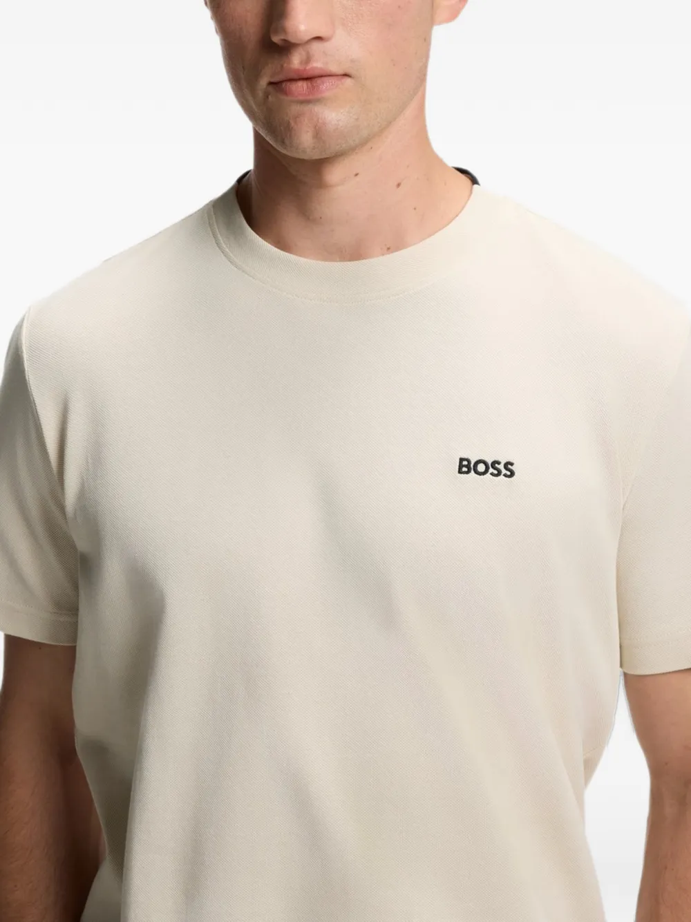 BOSS T-shirt met logodetail Beige