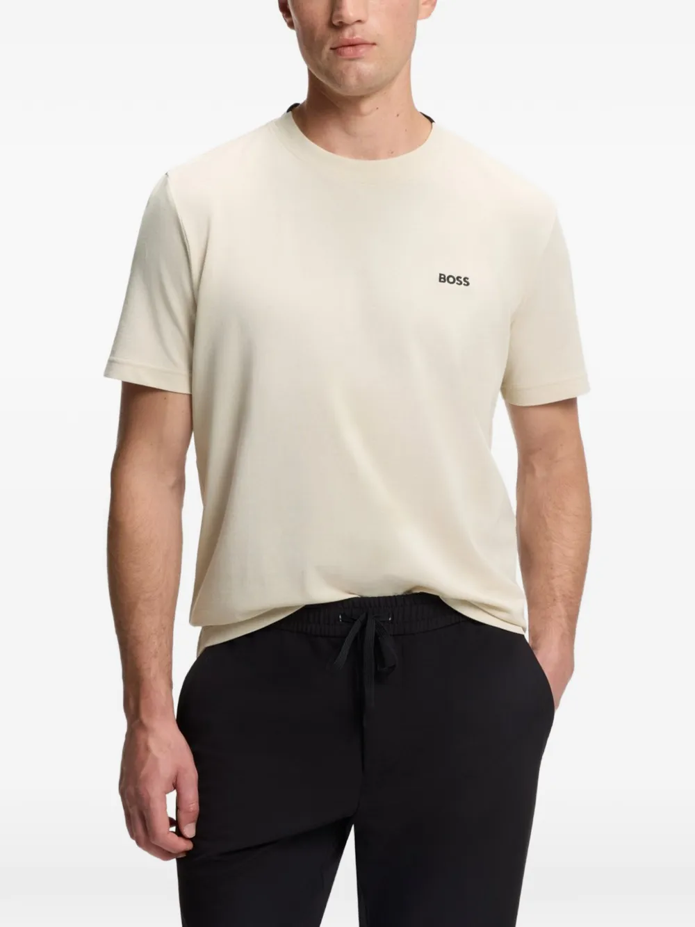 BOSS T-shirt met logodetail Beige
