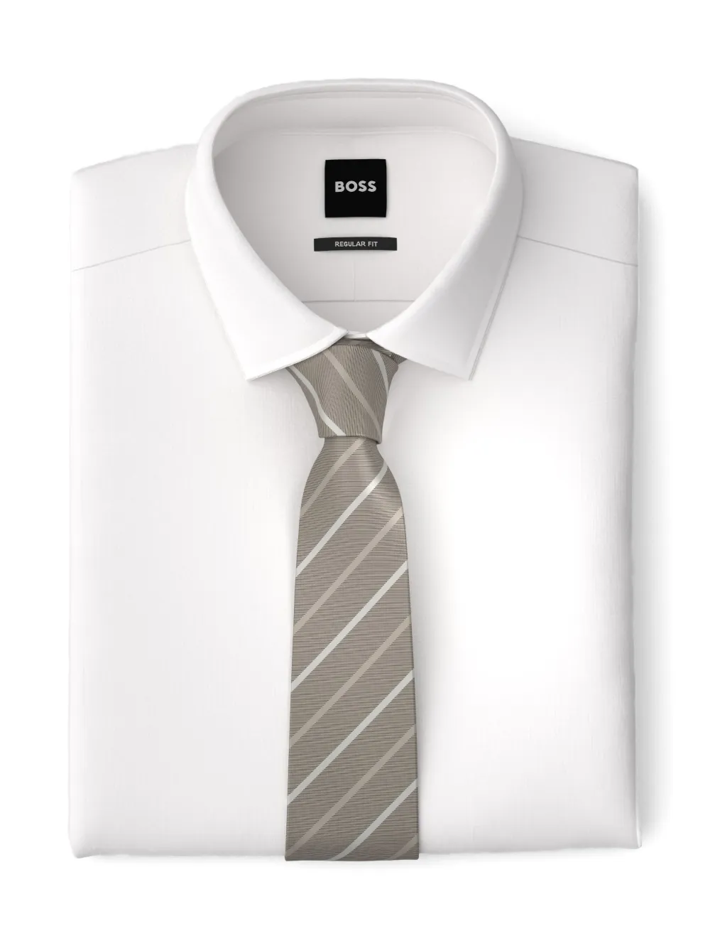 Hugo Boss Striped Tie In Gray