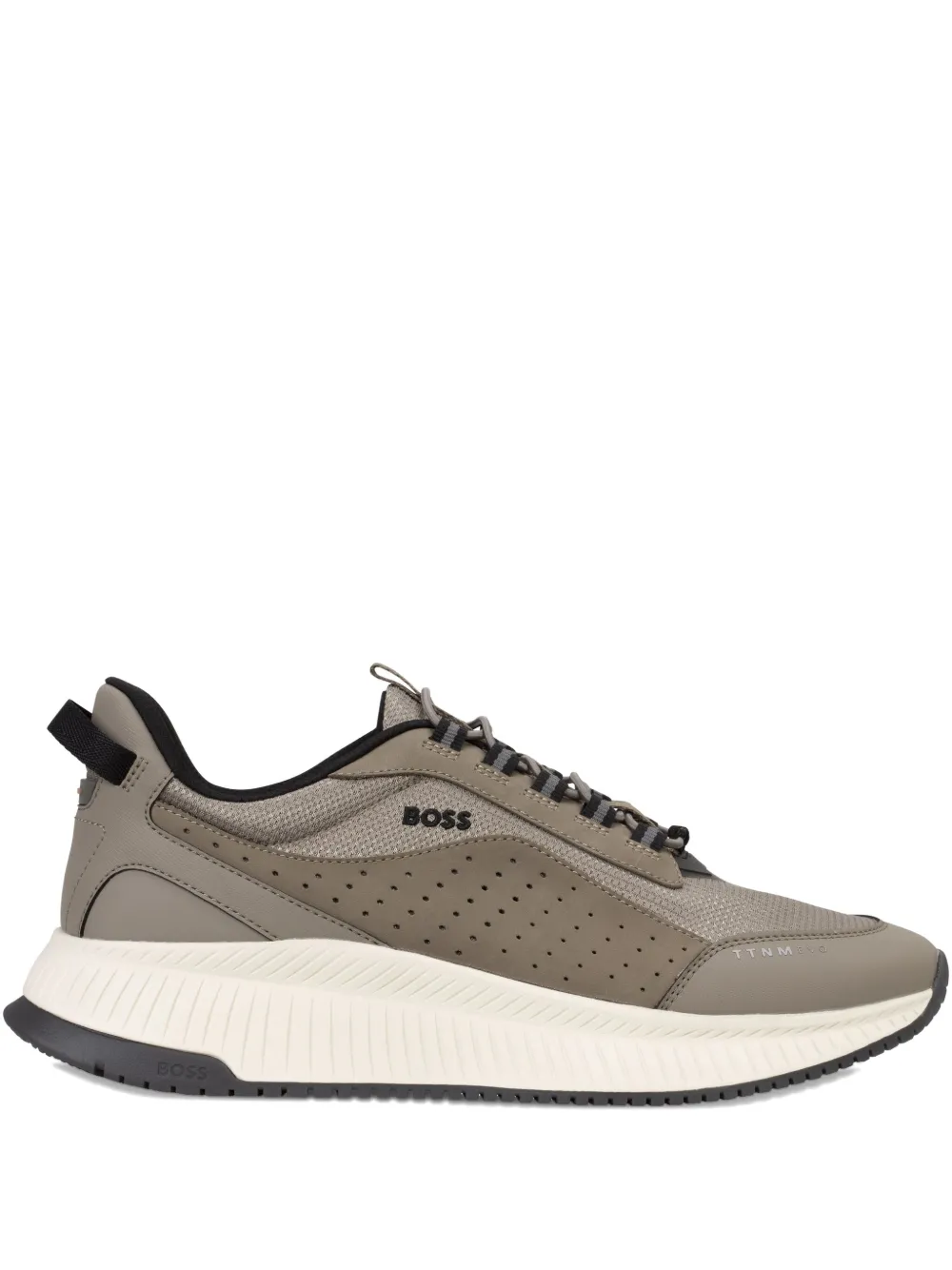 BOSS perforated lace-up sneakers Neutrals