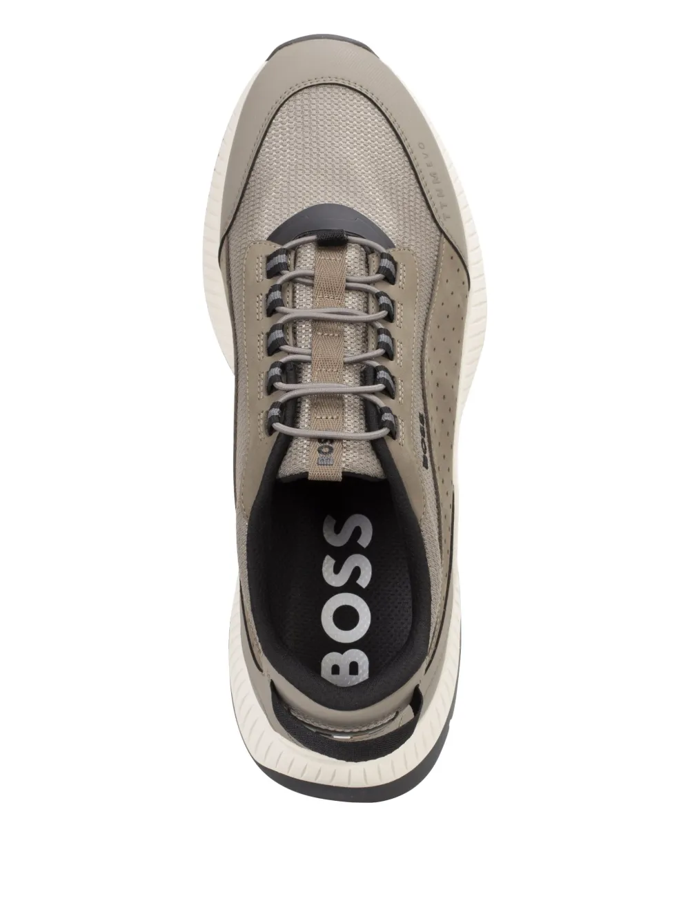 BOSS perforated lace-up sneakers Neutrals