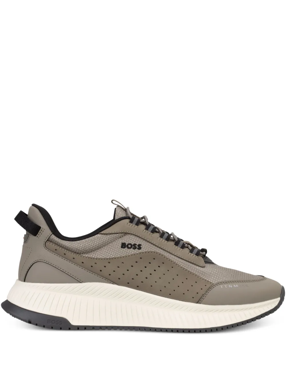 BOSS perforated lace-up sneakers Neutrals