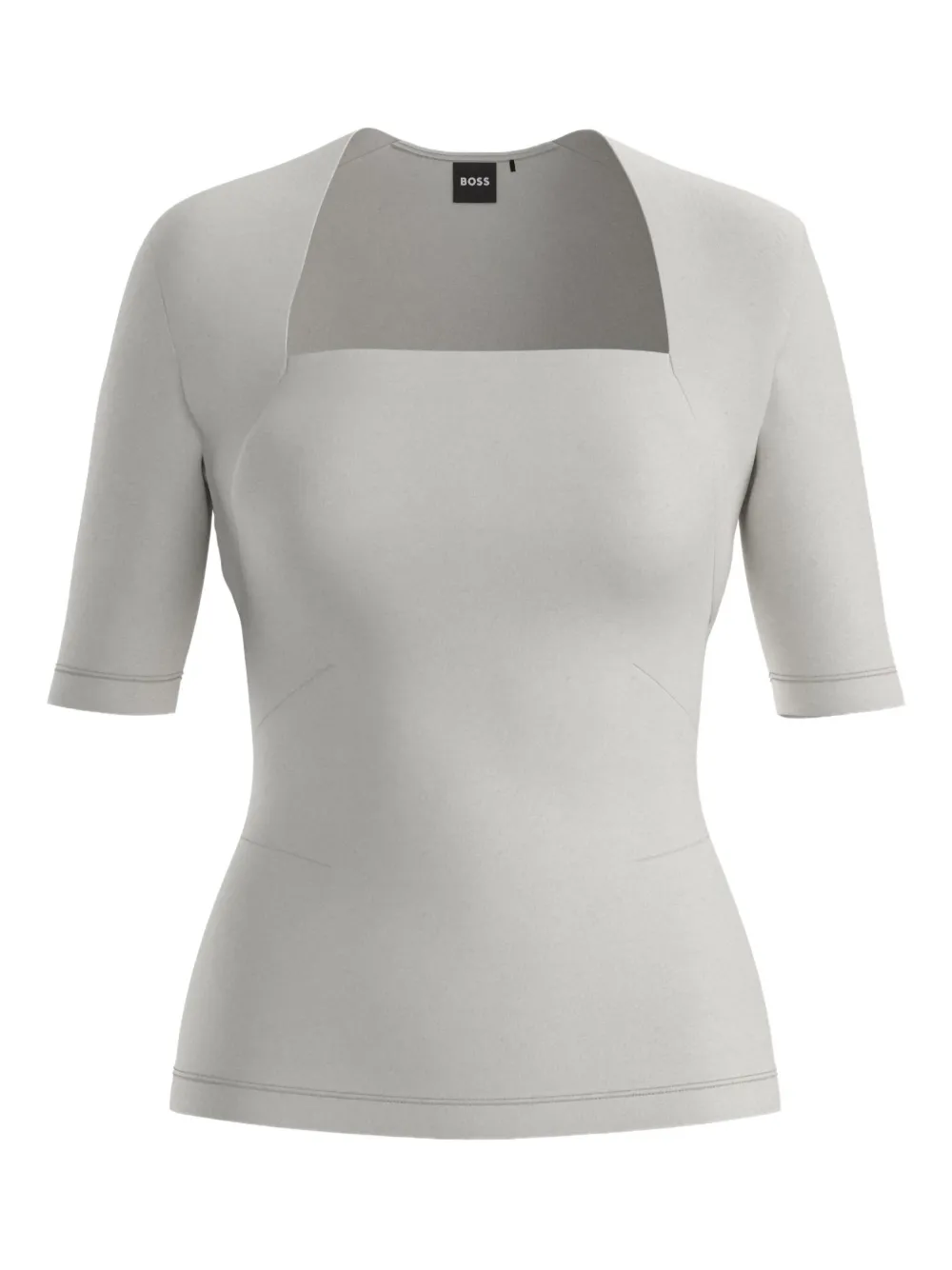 Hugo Boss Square-neck Short-sleeve Top In Gray