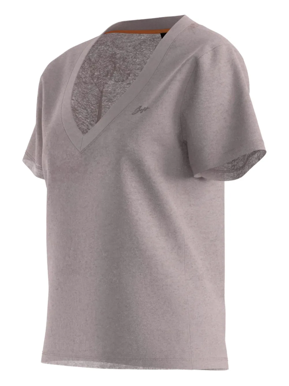 Hugo Boss V-neck Linen T-shirt In Gray