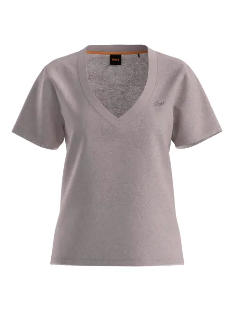 BOSS V-neck linen T-shirt