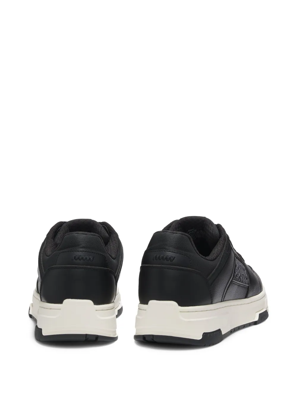 Hugo Boss Patterned Leather Sneakers In Black