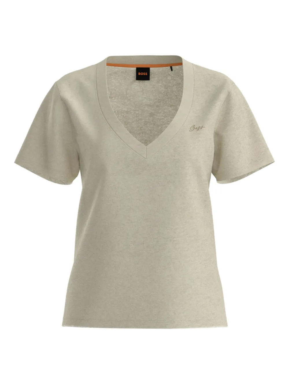 Hugo Boss V-neck Linen T-shirt In Neutral
