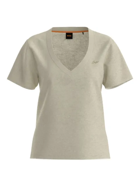 BOSS V-neck linen T-shirt