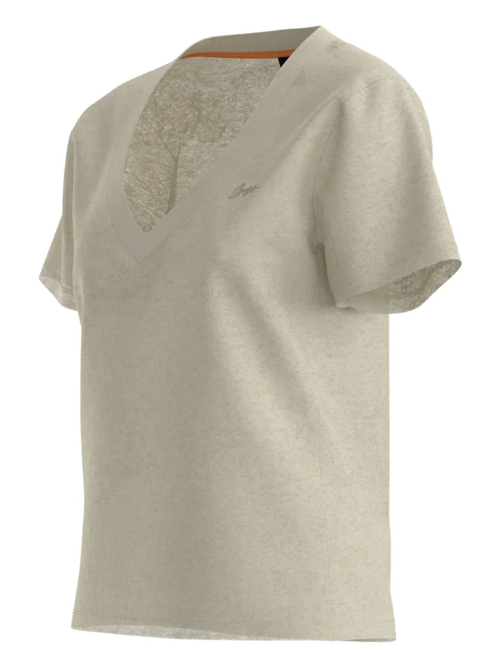  Boss V-neck Linen T-shirt - Neutrals 