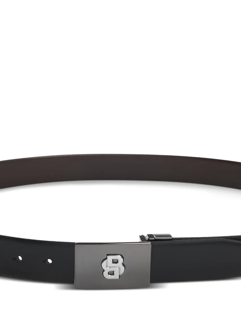 BOSS Leren riem met logogesp - Zwart