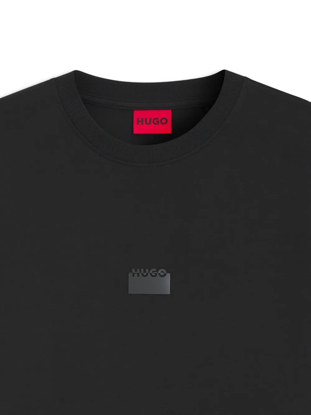 HUGO Katoenen T-shirt met logoprint Zwart