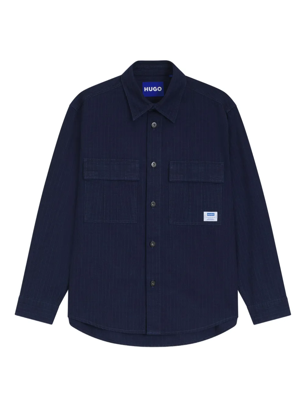 Hugo Boss Pinstripe Pocket Shirt In Blue