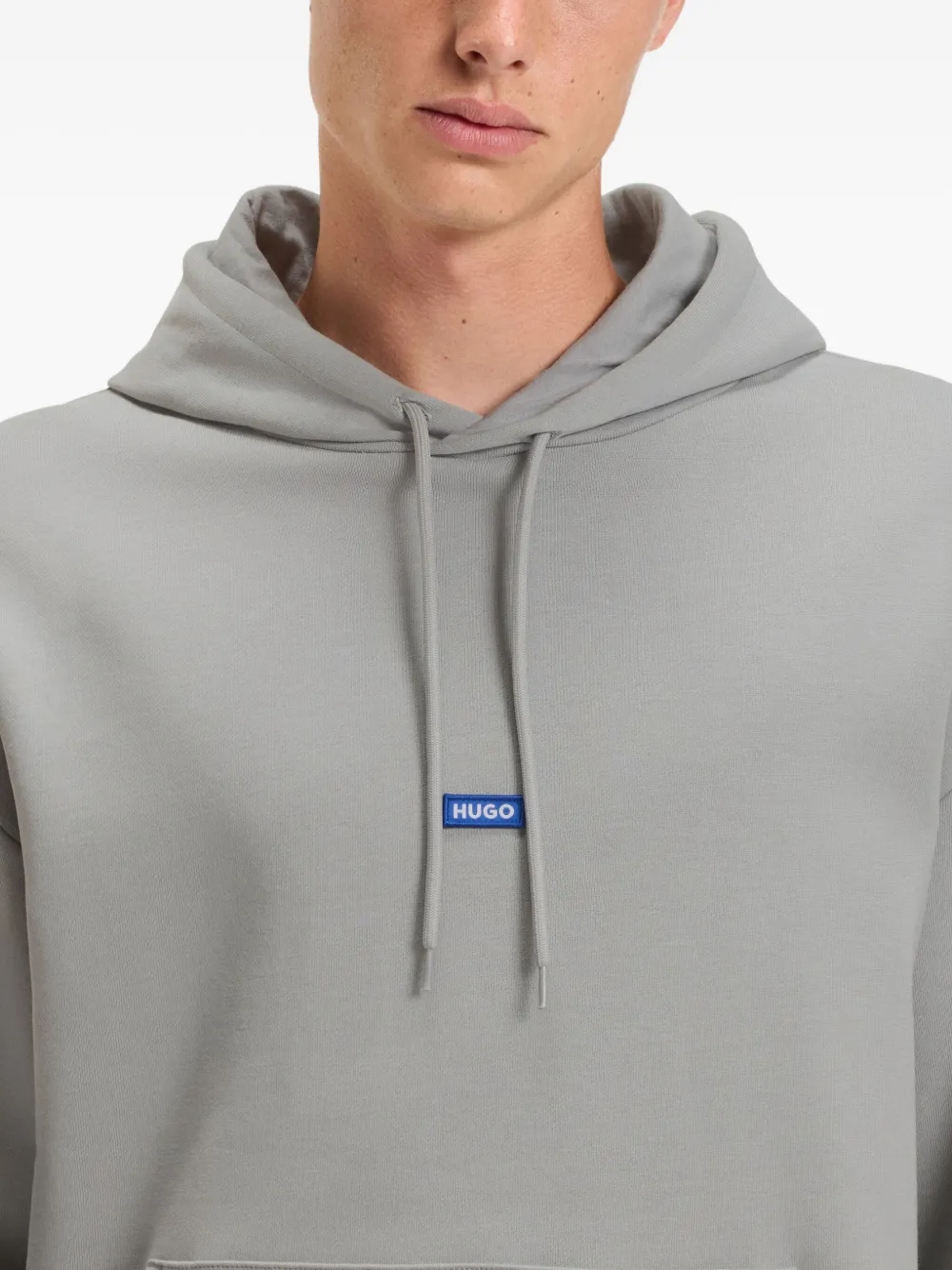 HUGO Hoodie met logopatch Grijs