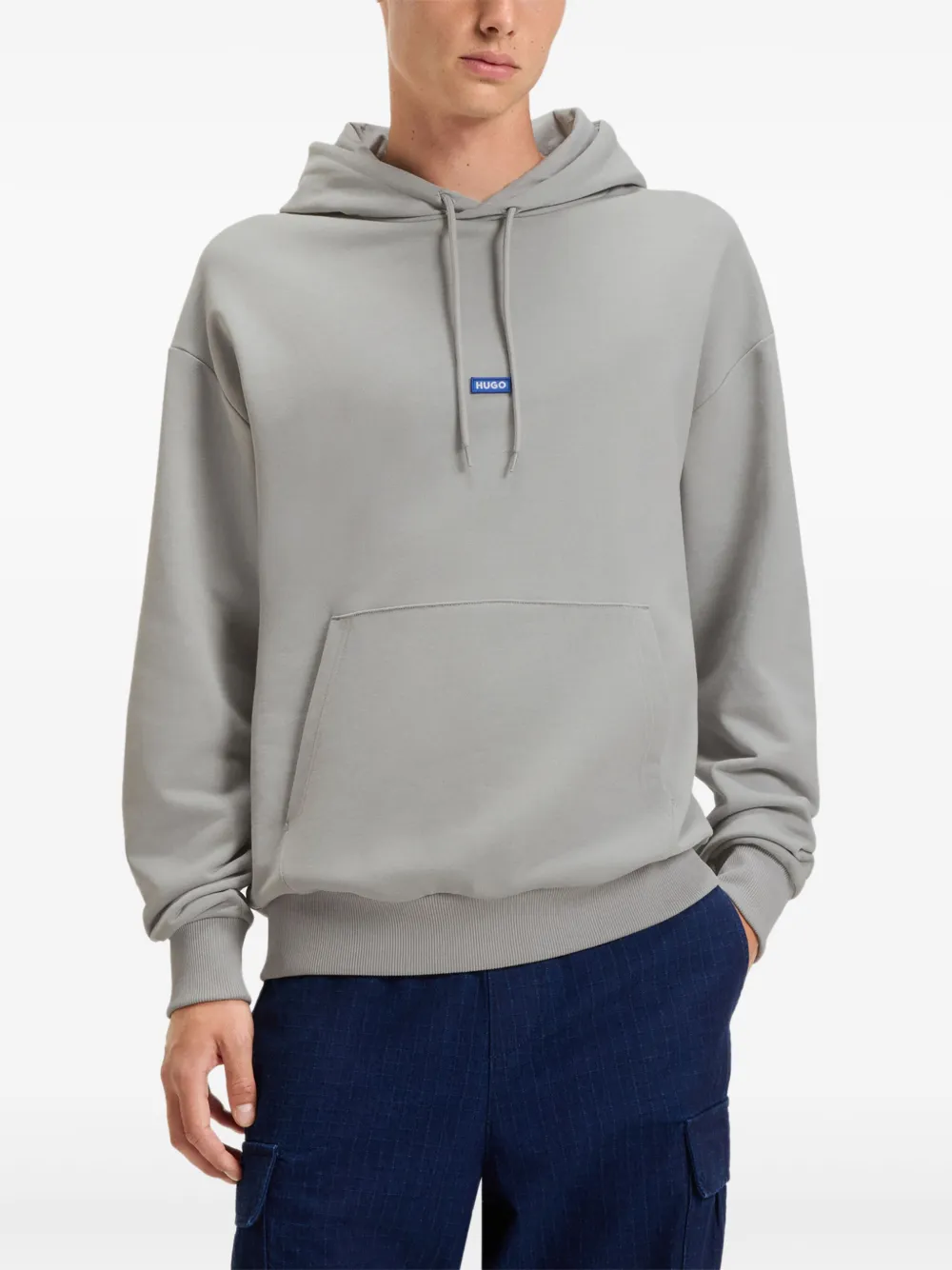 HUGO Hoodie met logopatch Grijs