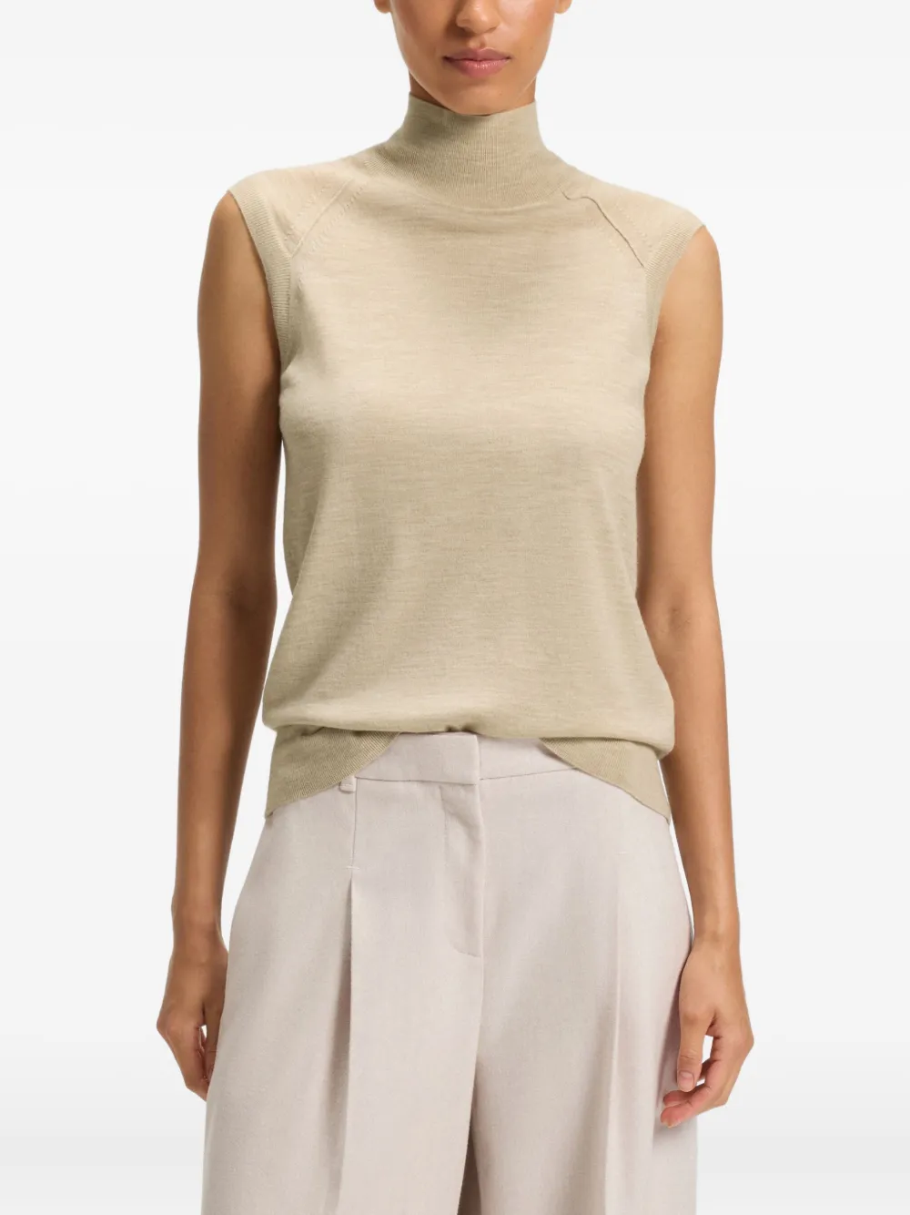 Hugo Boss High-neck Sleeveless Top In Neutral