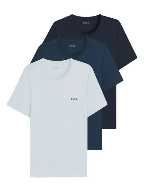 BOSS Kit 3 camisetas decote careca com logo bordado