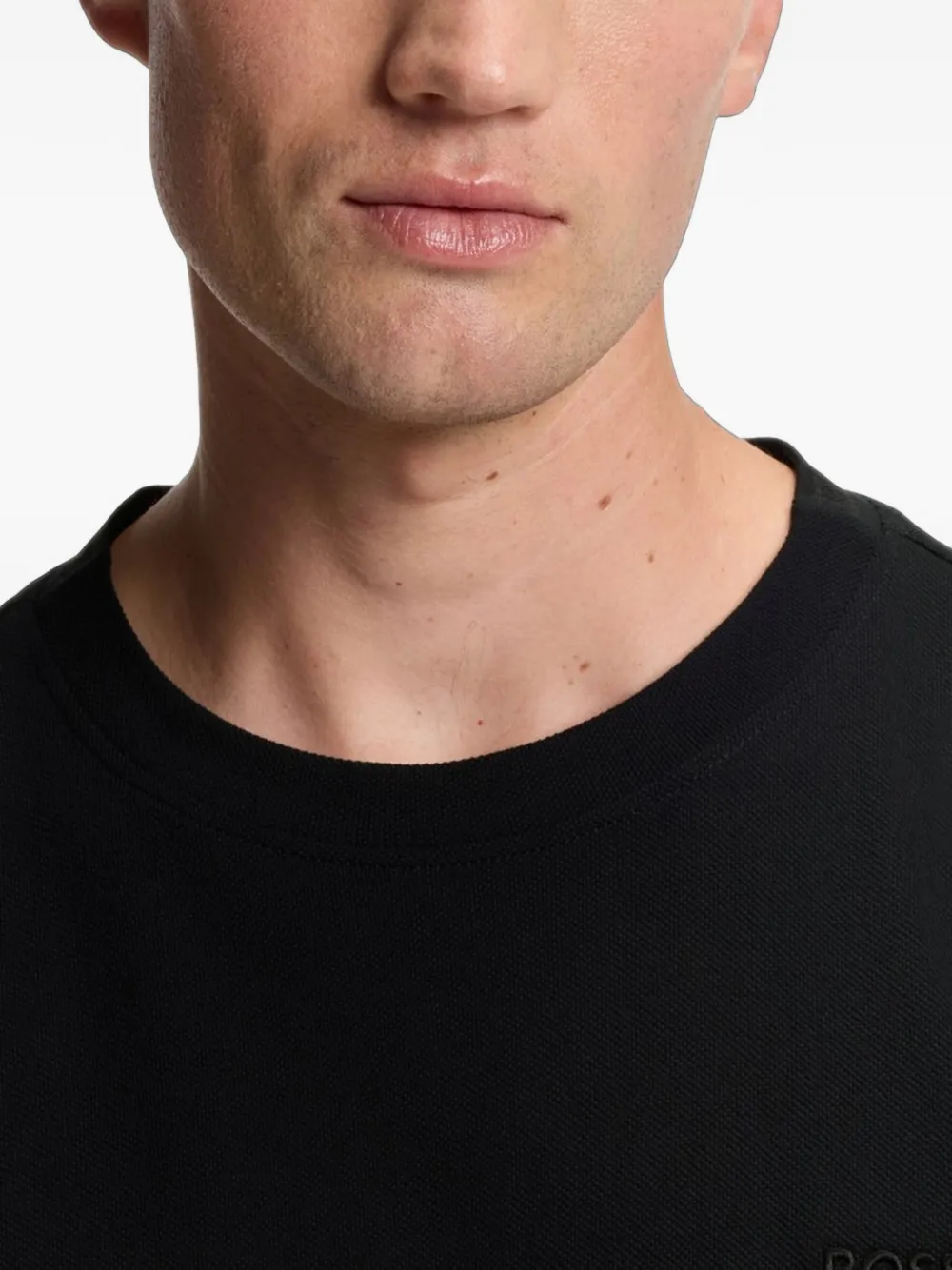 BOSS Katoenen T-shirt met ronde hals Zwart