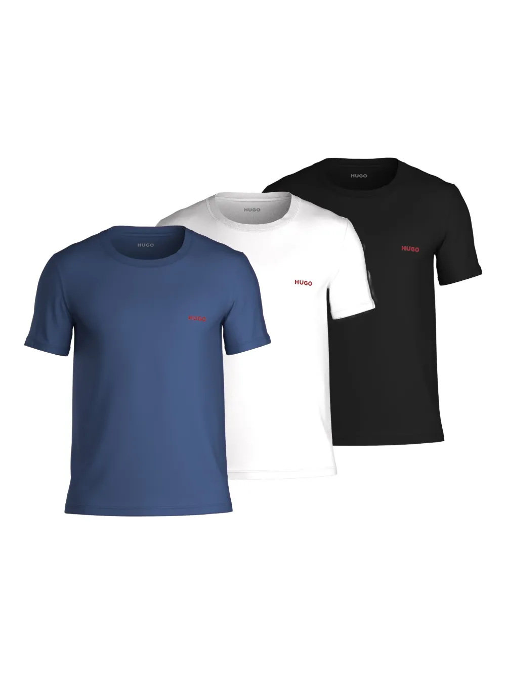 HUGO Kit 3 camisetas de algodão com logo bordado | Azul | Image 1