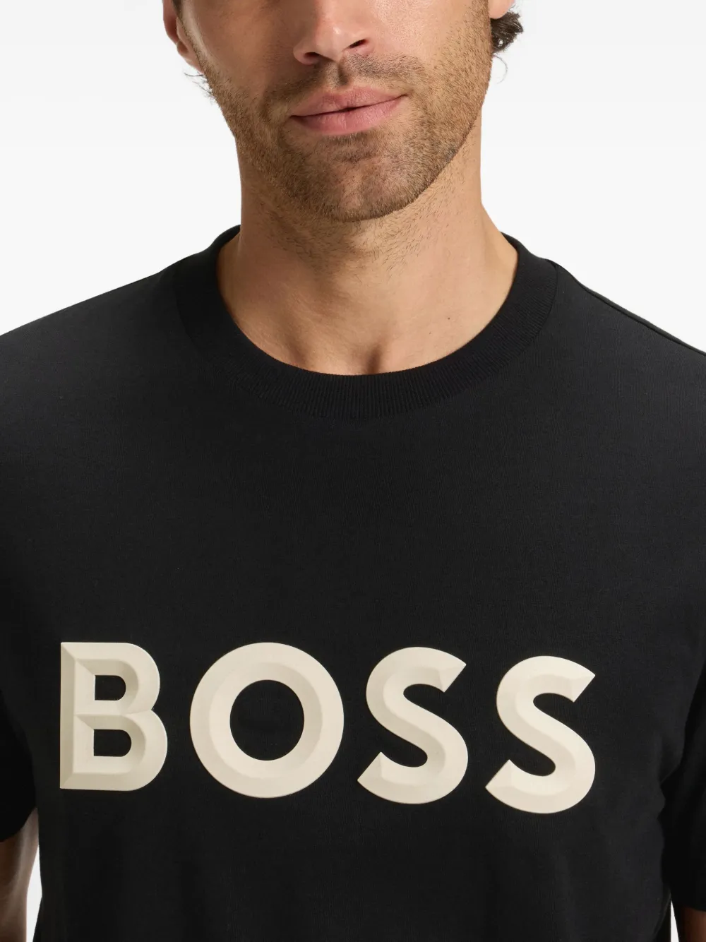BOSS T-shirt met logoprint Zwart