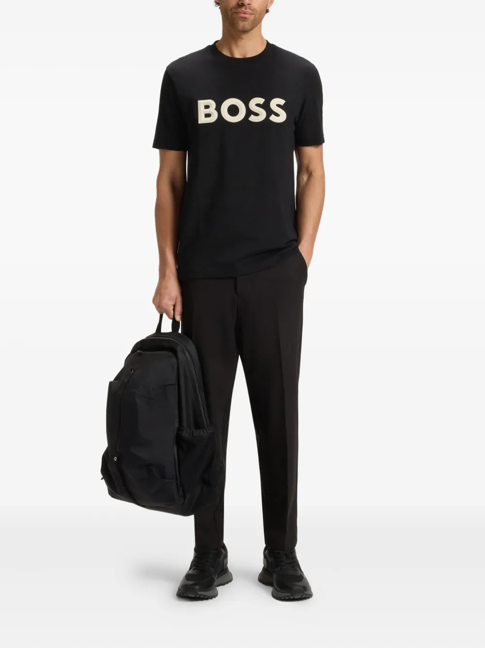 BOSS T-shirt met logoprint Zwart