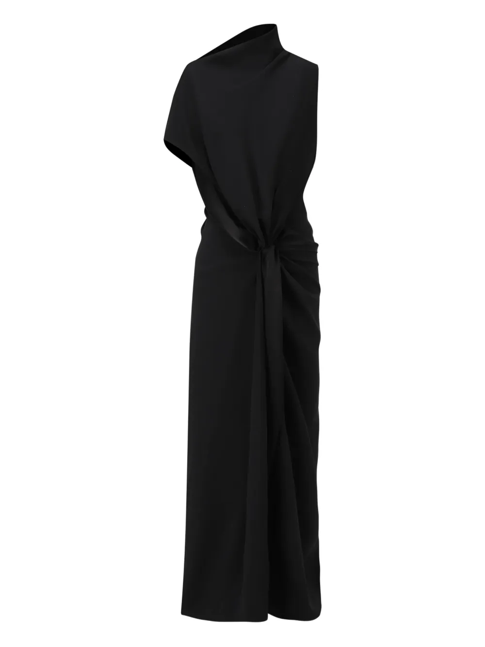 OUDE WAAG asymmetric draped dress - Zwart