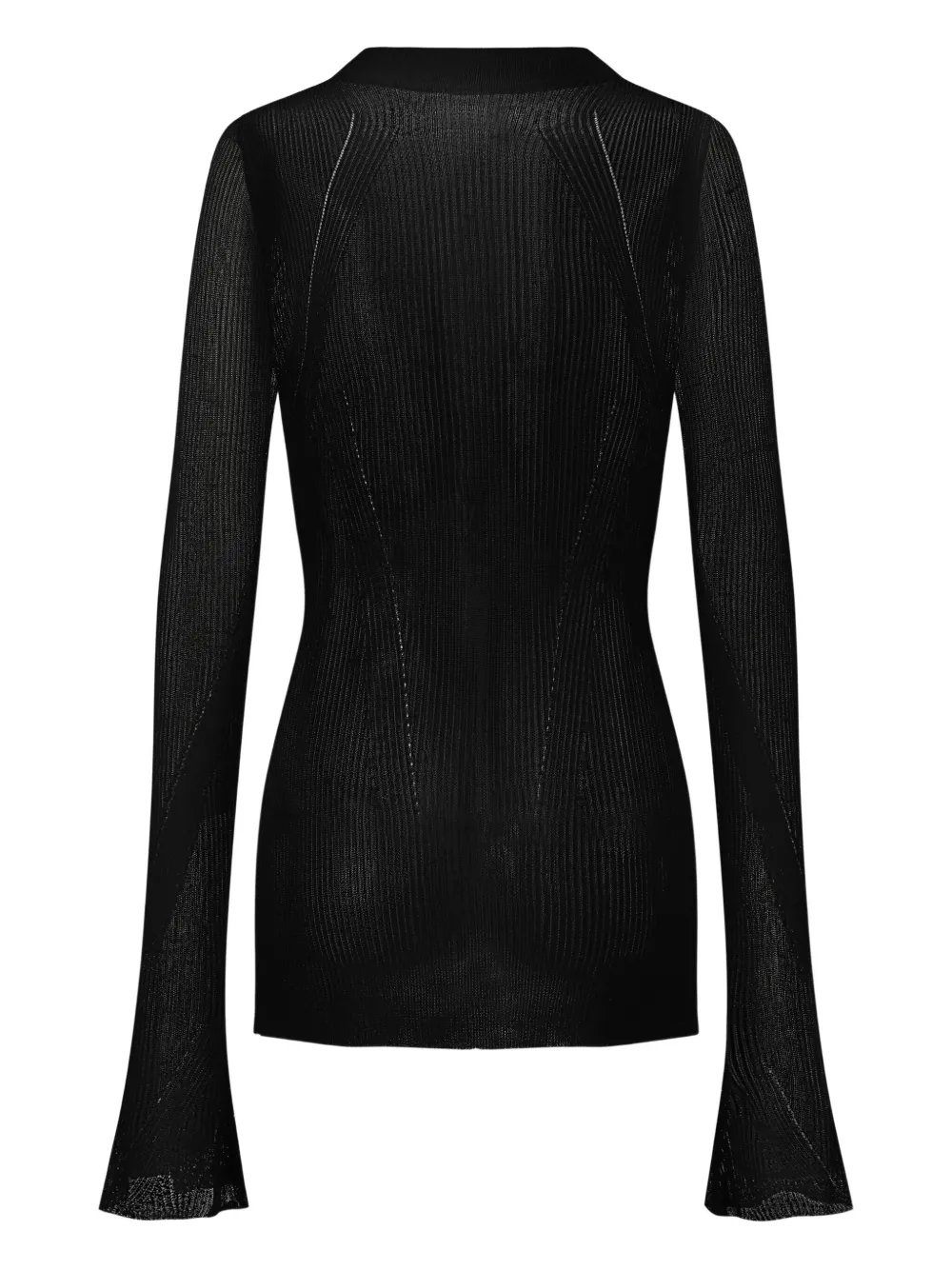 OUDE WAAG Ribgebreid vest met klokmouwen Zwart
