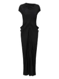 OUDE WAAG asymmetrical draped midi dress - Black