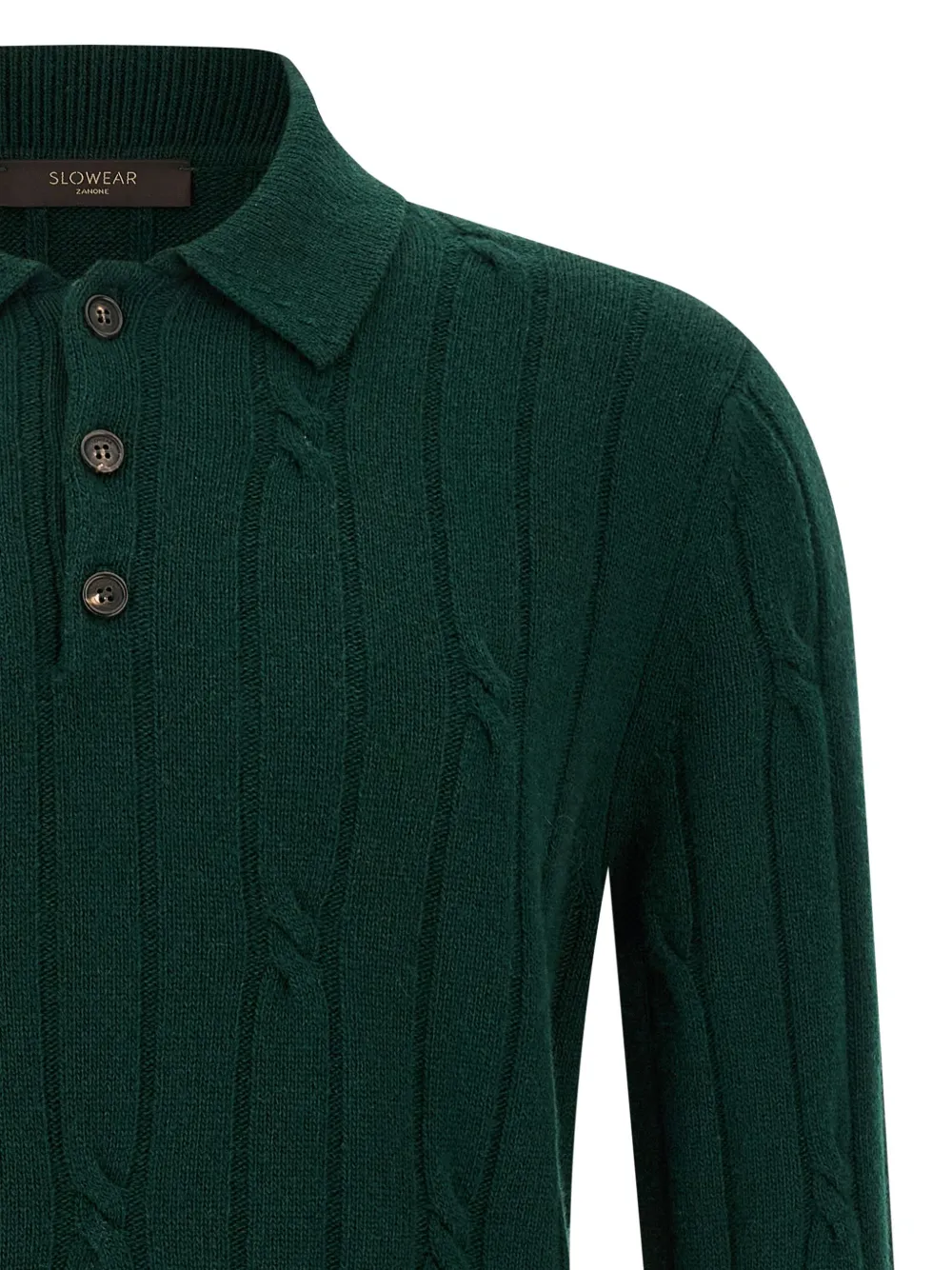 Zanone Kabelgebreid poloshirt Groen