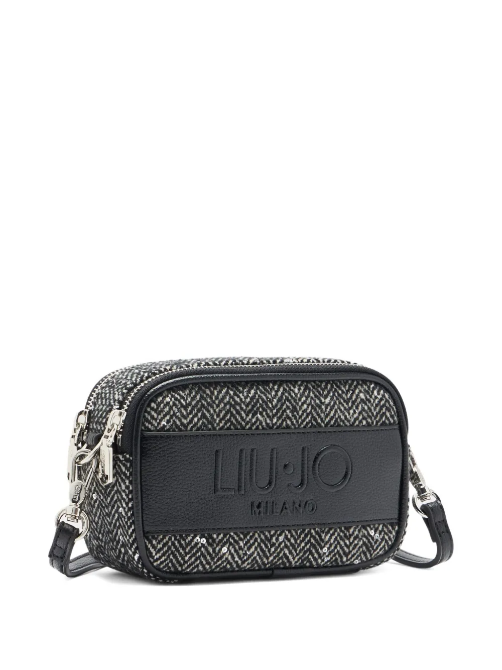 Liu •jo Small Chevron Bag With Sequins In Black