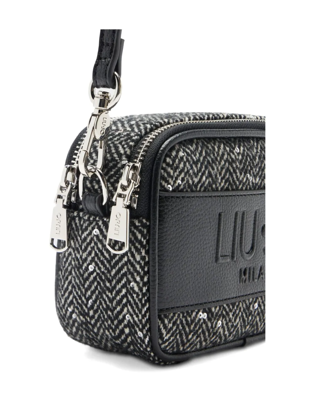Liu •jo Small Chevron Bag With Sequins In Black