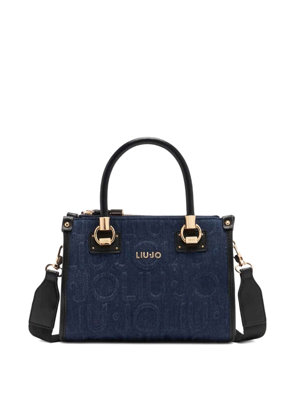 LIU JO small logo-embossed denim tote bag | Blue | Image 1