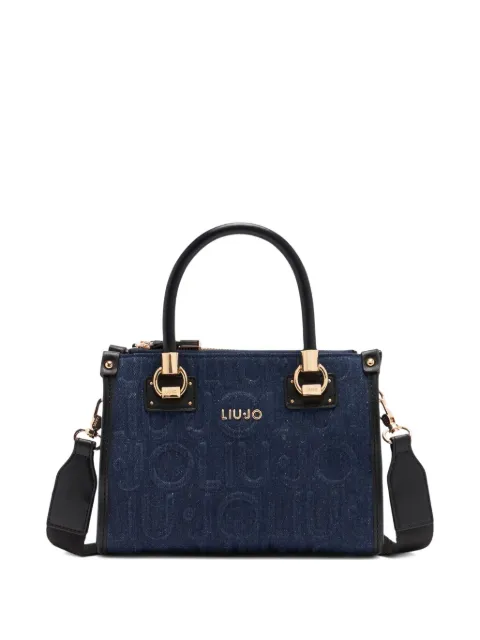 LIU JO small logo-embossed denim tote bag