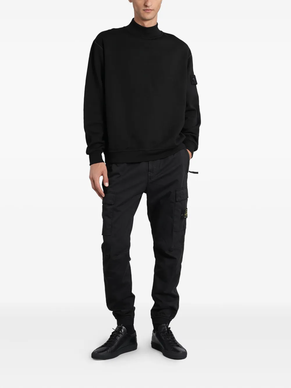 Stone Island Sweater met hoge hals en logopatch - Zwart