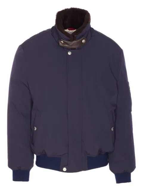 Brunello Cucinelli Gefütterte Jacke mit Shearling-Kragen