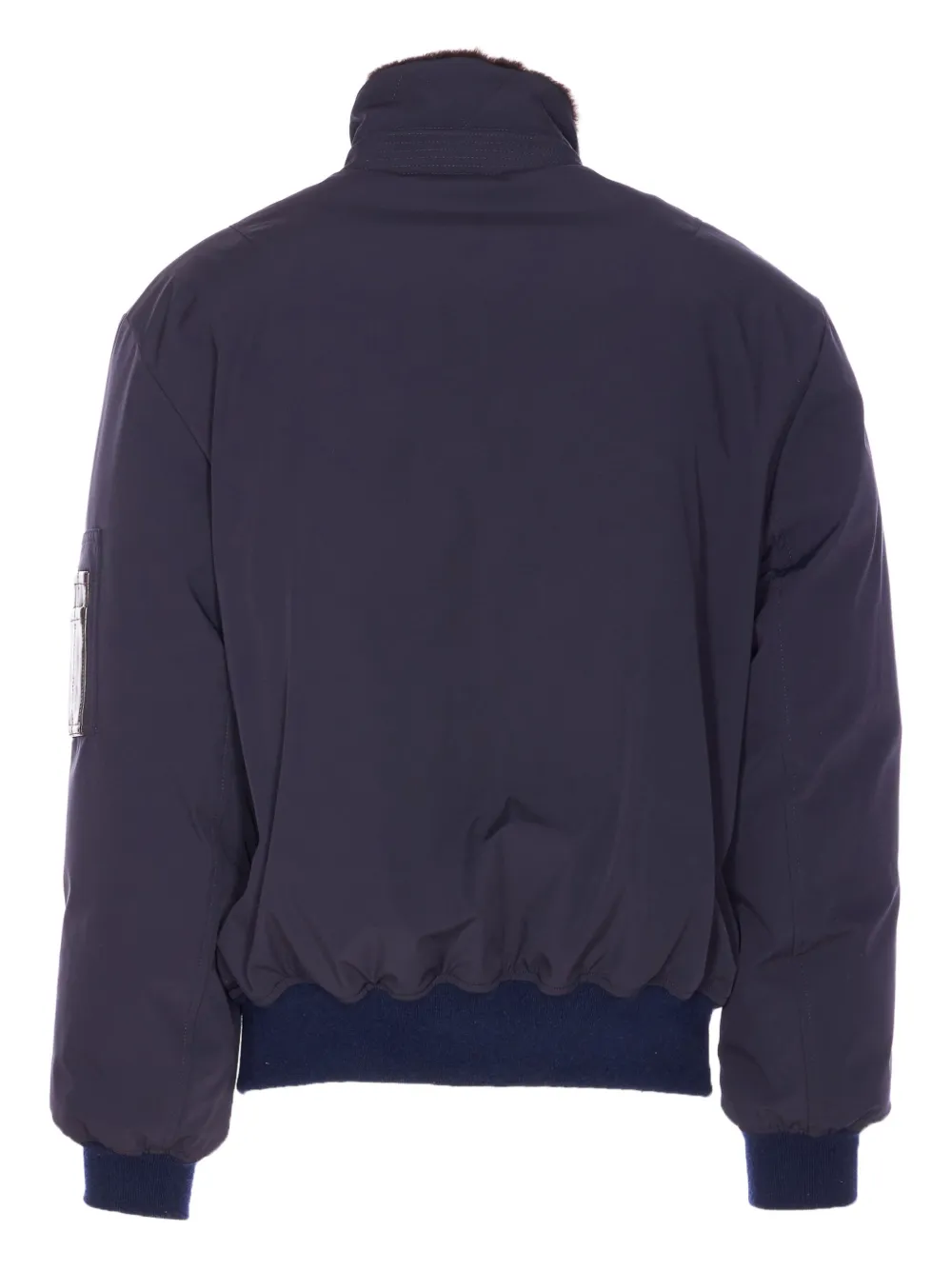 Brunello Cucinelli Gewatteerd jack met lammy kraag Blauw