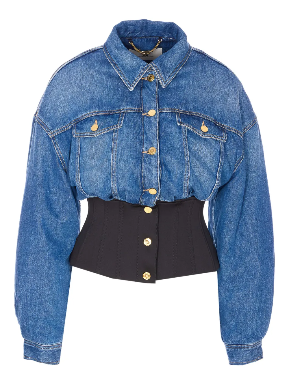 Elisabetta Franchi corset denim jacket Blauw