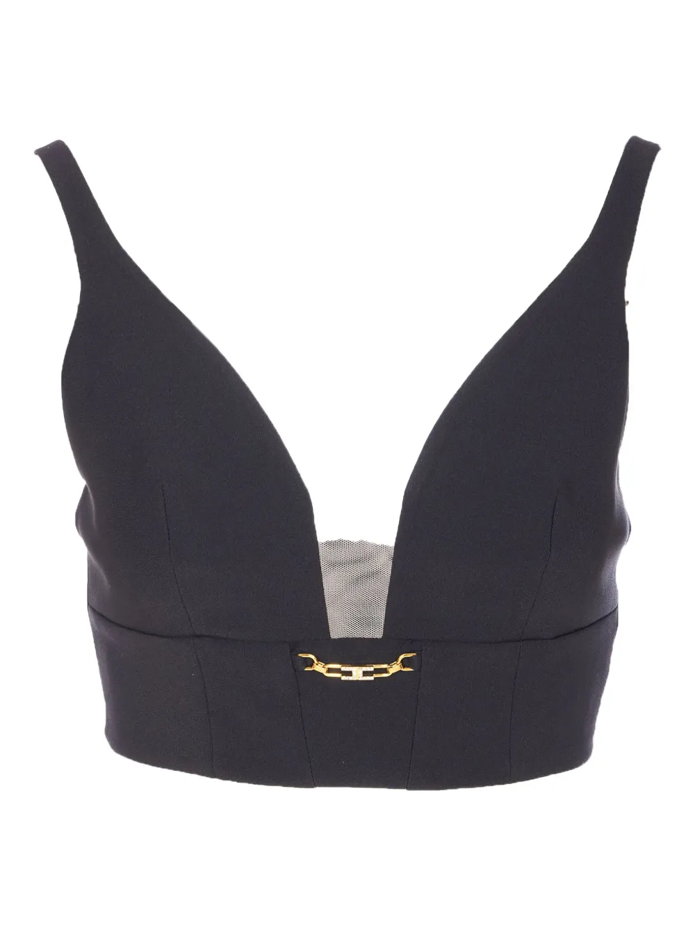 Elisabetta Franchi Top met V-hals en ketting Zwart
