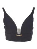 Elisabetta Franchi chain-embellished V-neck top - Black