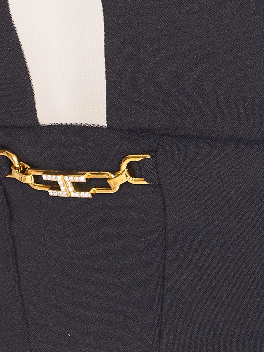 Elisabetta Franchi Top met V-hals en ketting Zwart
