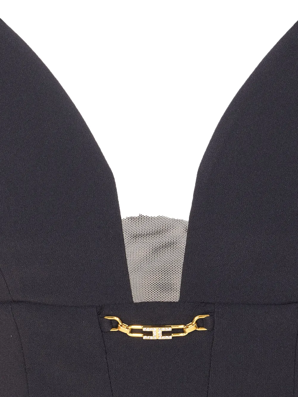 Elisabetta Franchi Top met V-hals en ketting Zwart