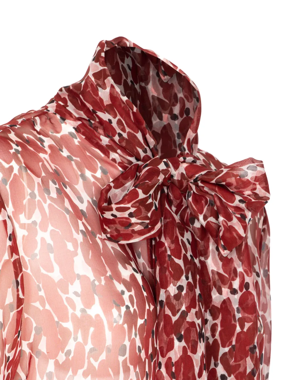 Saint Laurent Blouse met strikdetail en print Rood