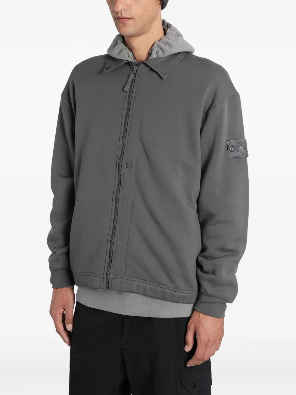 Stone Island Trui met rits en patch Grijs