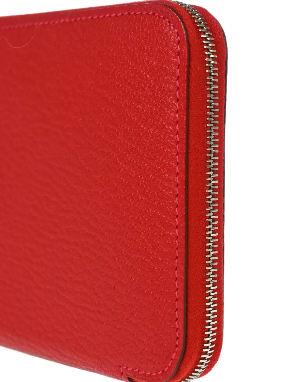 Pre-owned Hermes 2013 Azap Taurillon Clemence Zip-around Wallet In Red
