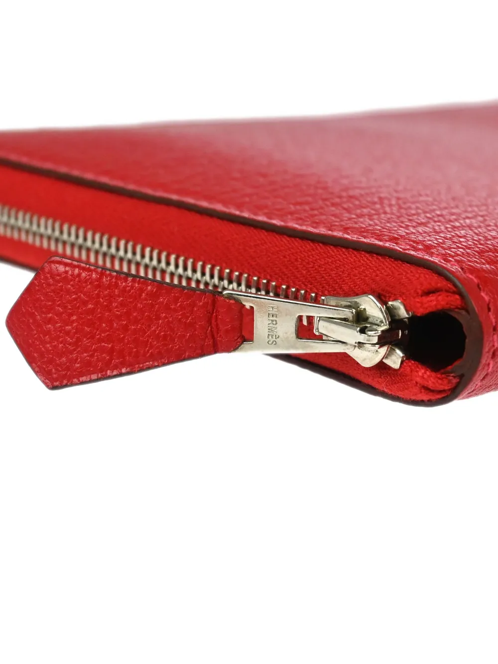 Pre-owned Hermes 2013 Azap Taurillon Clemence Zip-around Wallet In Red
