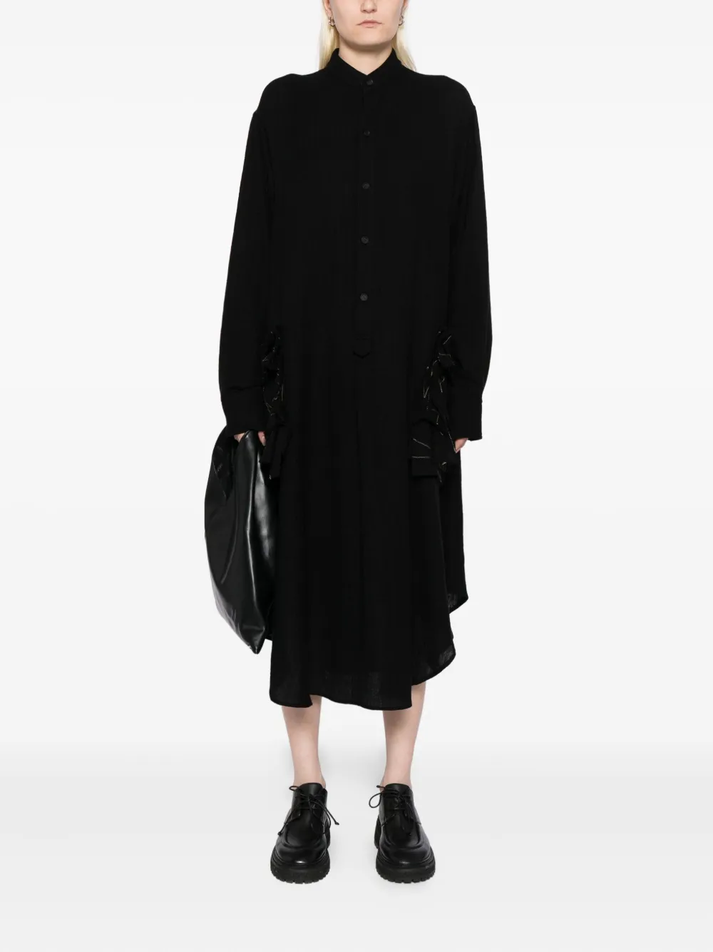 Yohji Yamamoto A-embroidered dress - Zwart