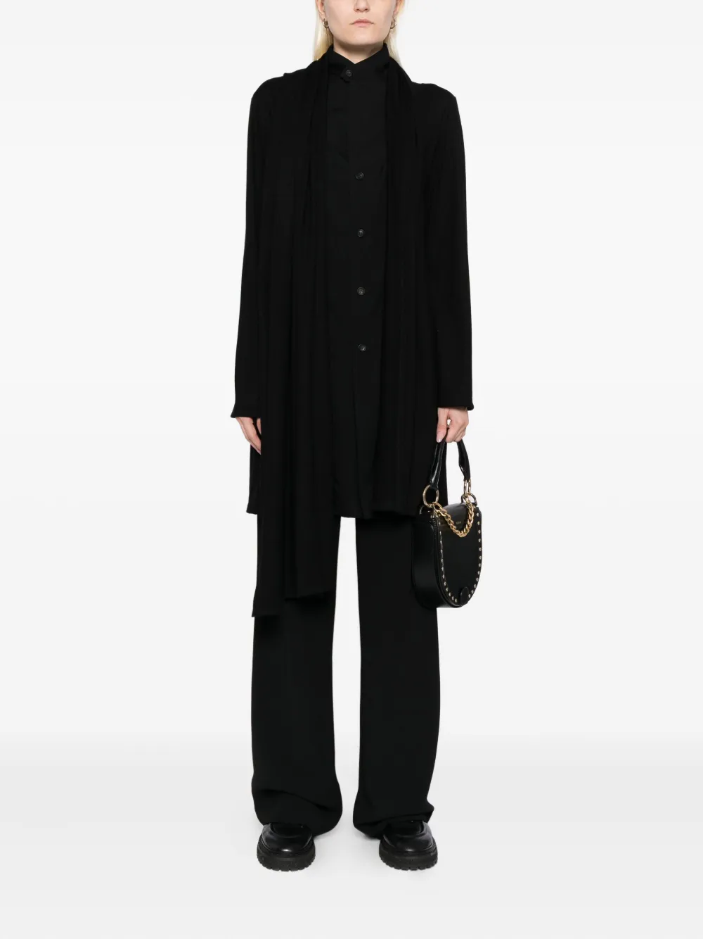 Yohji Yamamoto wool stole detail blouse - Zwart