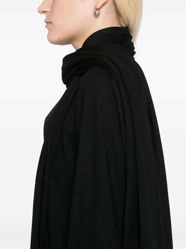 Yohji Yamamoto Wool Stole Detail Blouse | Black | FARFETCH BE