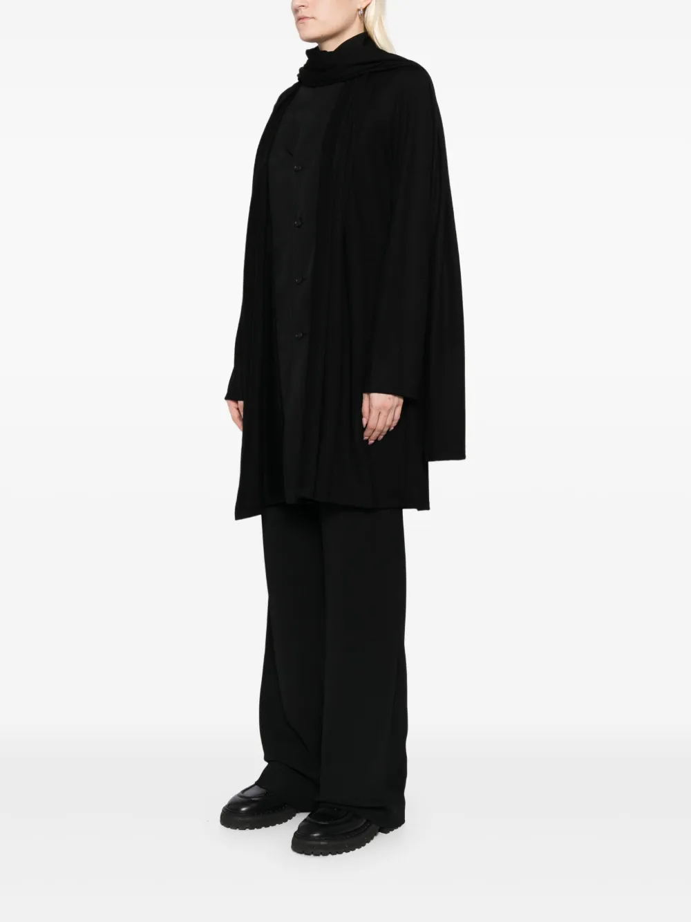 Yohji Yamamoto Wollen blouse met stola Zwart